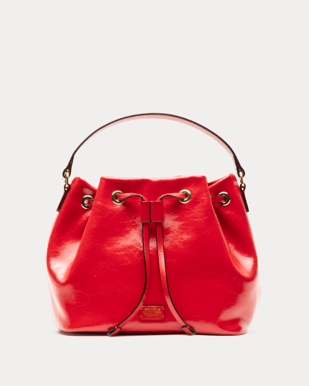 Medium Minnie Bucket - Crinkled Leather Red - Frances Valentine