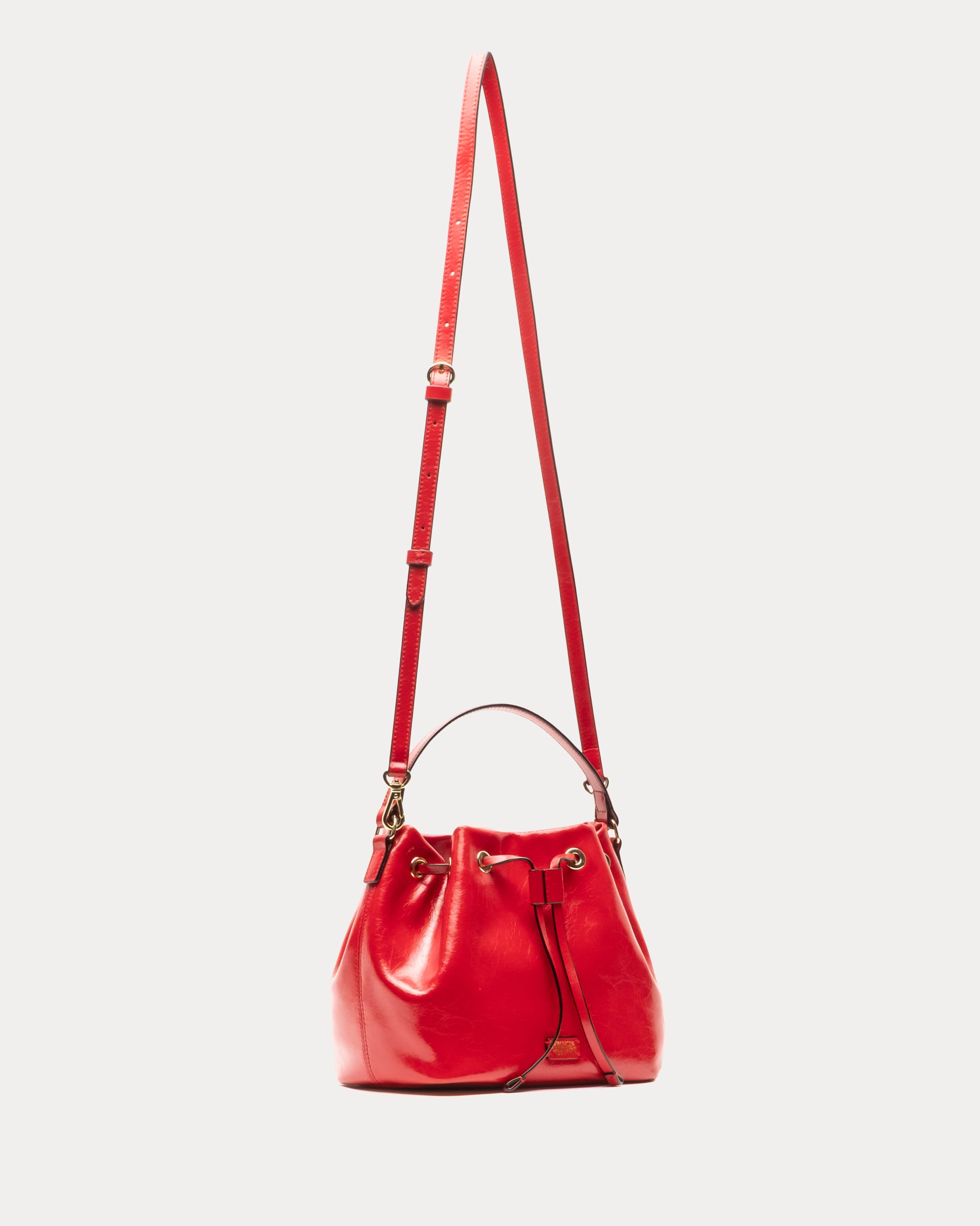 Medium Minnie Bucket - Crinkled Leather Red – Frances Valentine