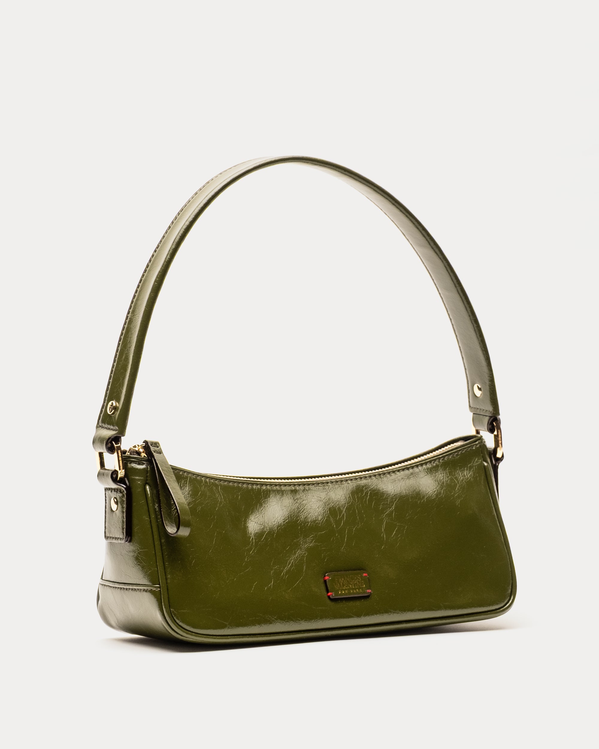 Mia Mini Shoulder Bag - Crinkled Leather Olive – Frances Valentine