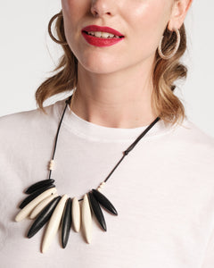 Bird of Paradise Necklace Black White - Frances Valentine