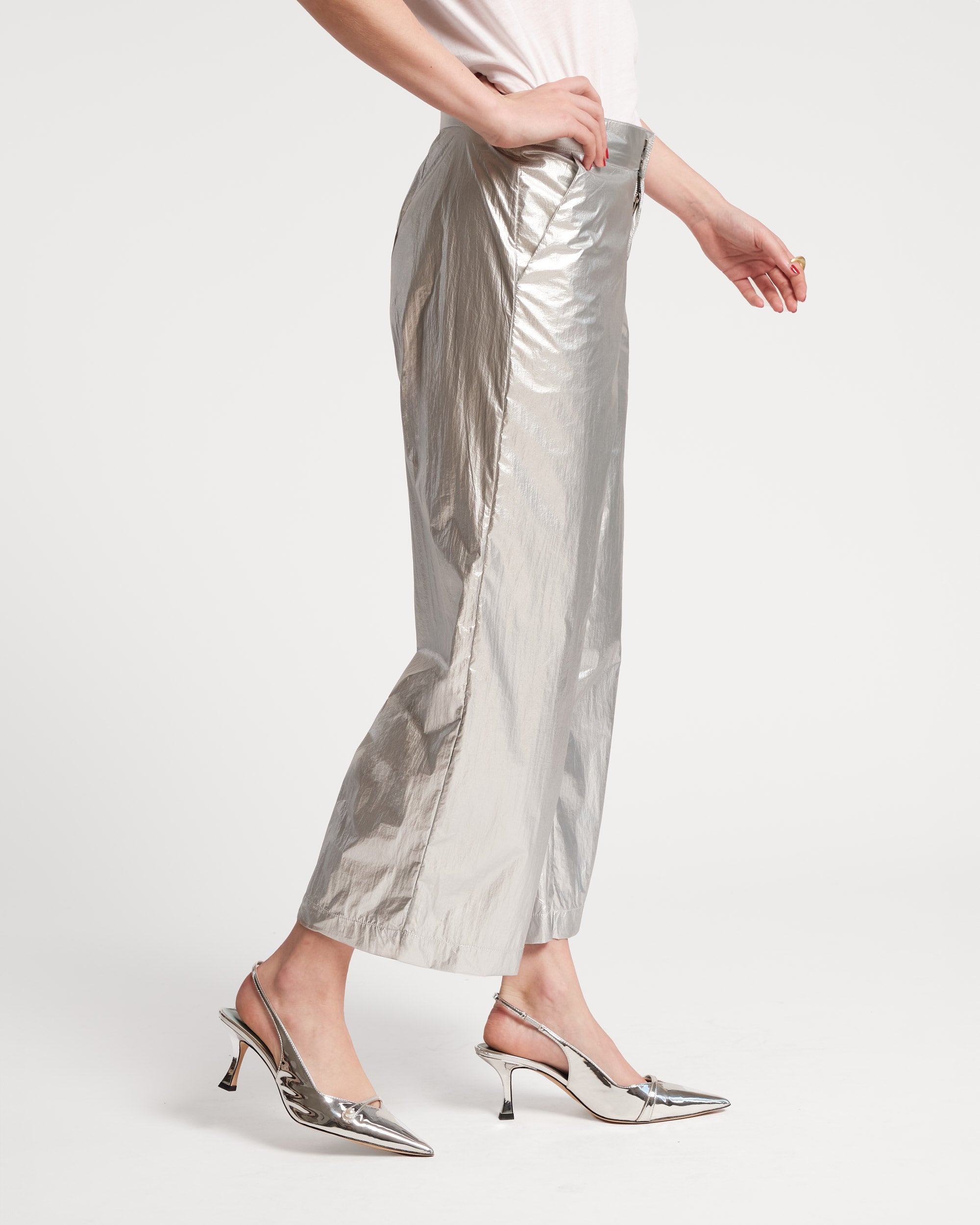 Mimi Pant Metallic Nylon Silver