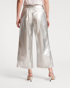 Mimi Pant Metallic Nylon Silver - Frances Valentine