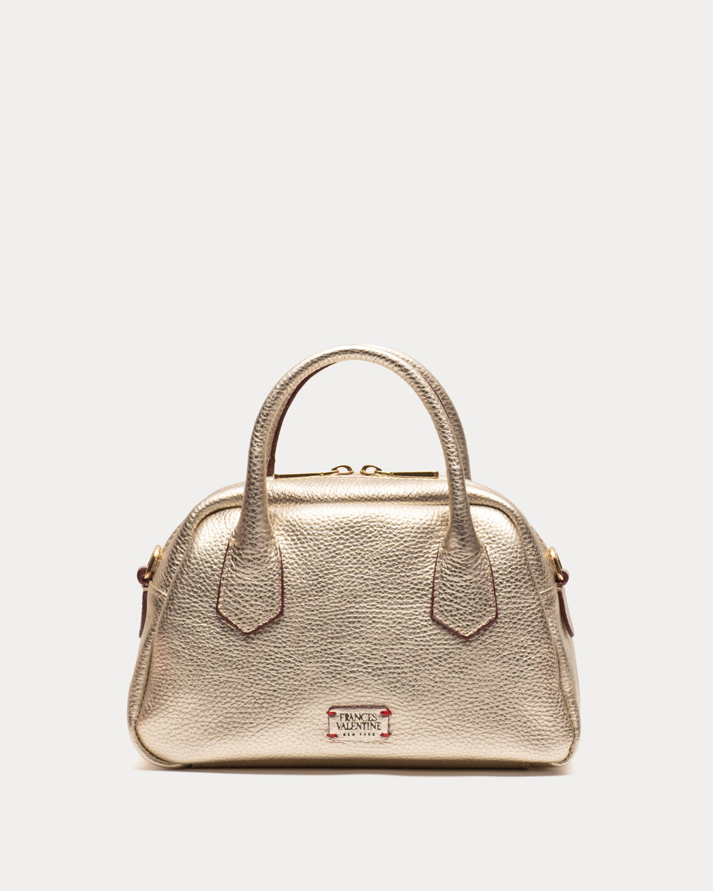 Mini Bowler Bag - Tumbled Leather Metallic Gold Shoulder Bag Frances Valentine