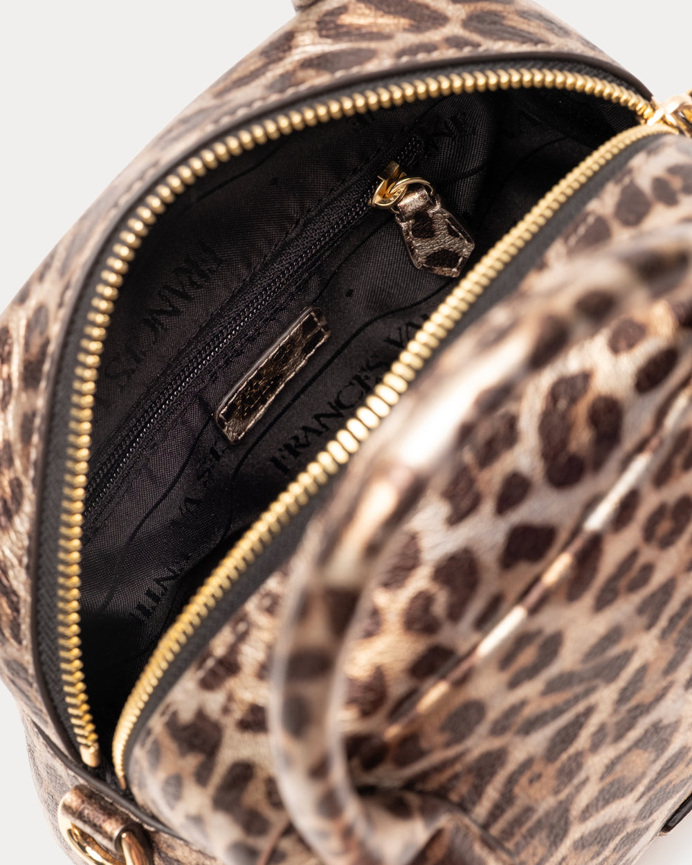 Mini Bowler Bag - Metallic Leopard Evening Bag Frances Valentine