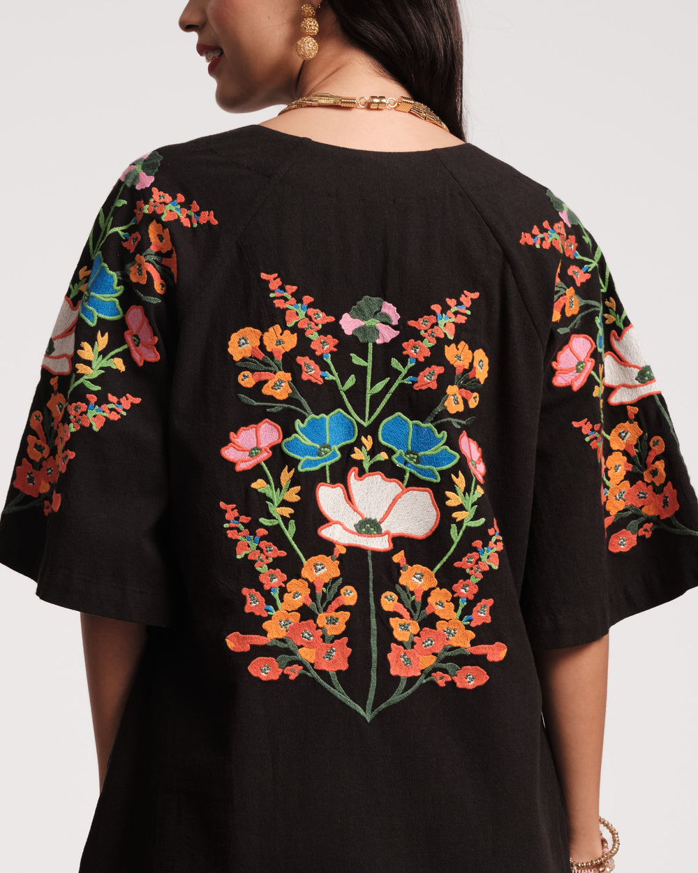 Charming Caftan Mini - Botanical Bash Black - Frances Valentine