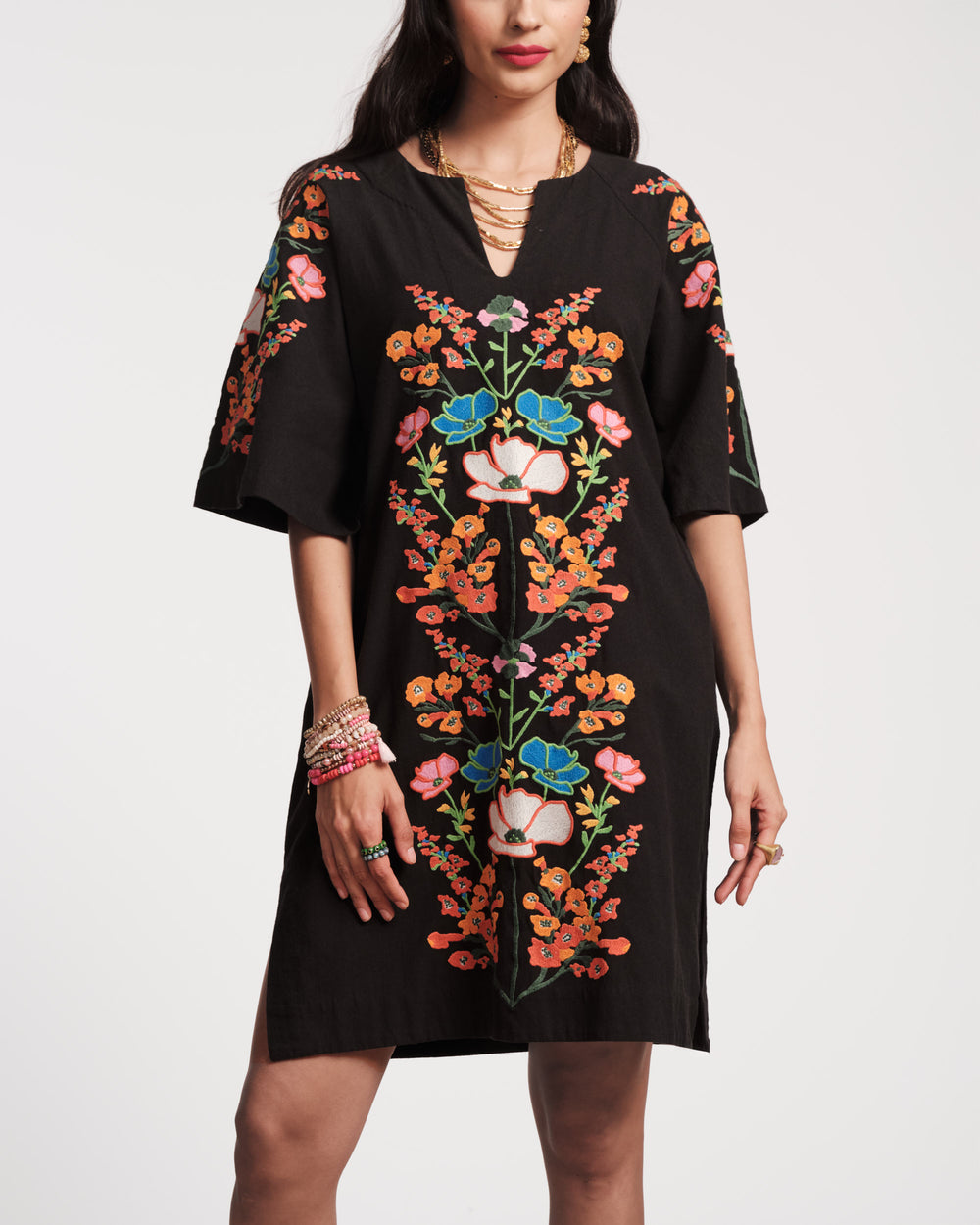 Charming Caftan Mini - Botanical Bash Black - Frances Valentine
