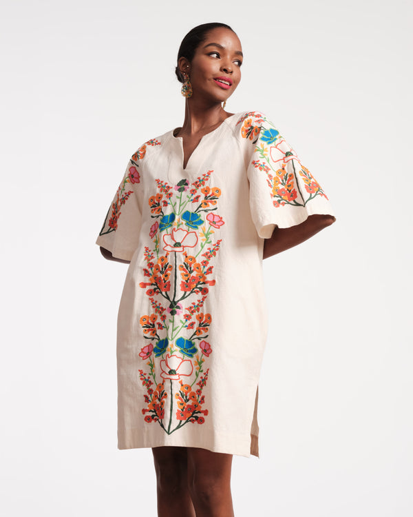 Charming Caftan Mini - Botanical Bash White - Frances Valentine