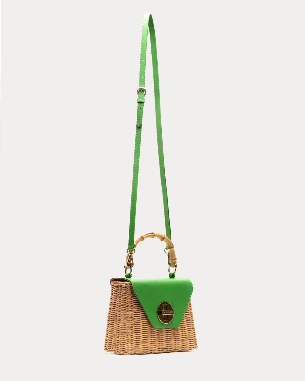 Mini Midge Basket Wicker w/Leather Wicker Green/Natural OS Frances Valentine