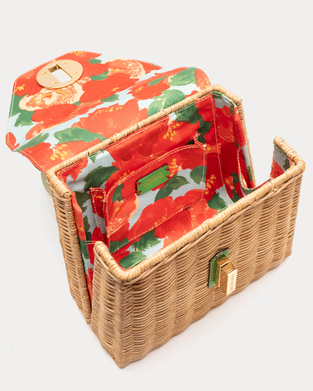 Mini Midge Basket Wicker w/Leather Wicker Green/Natural OS Frances Valentine