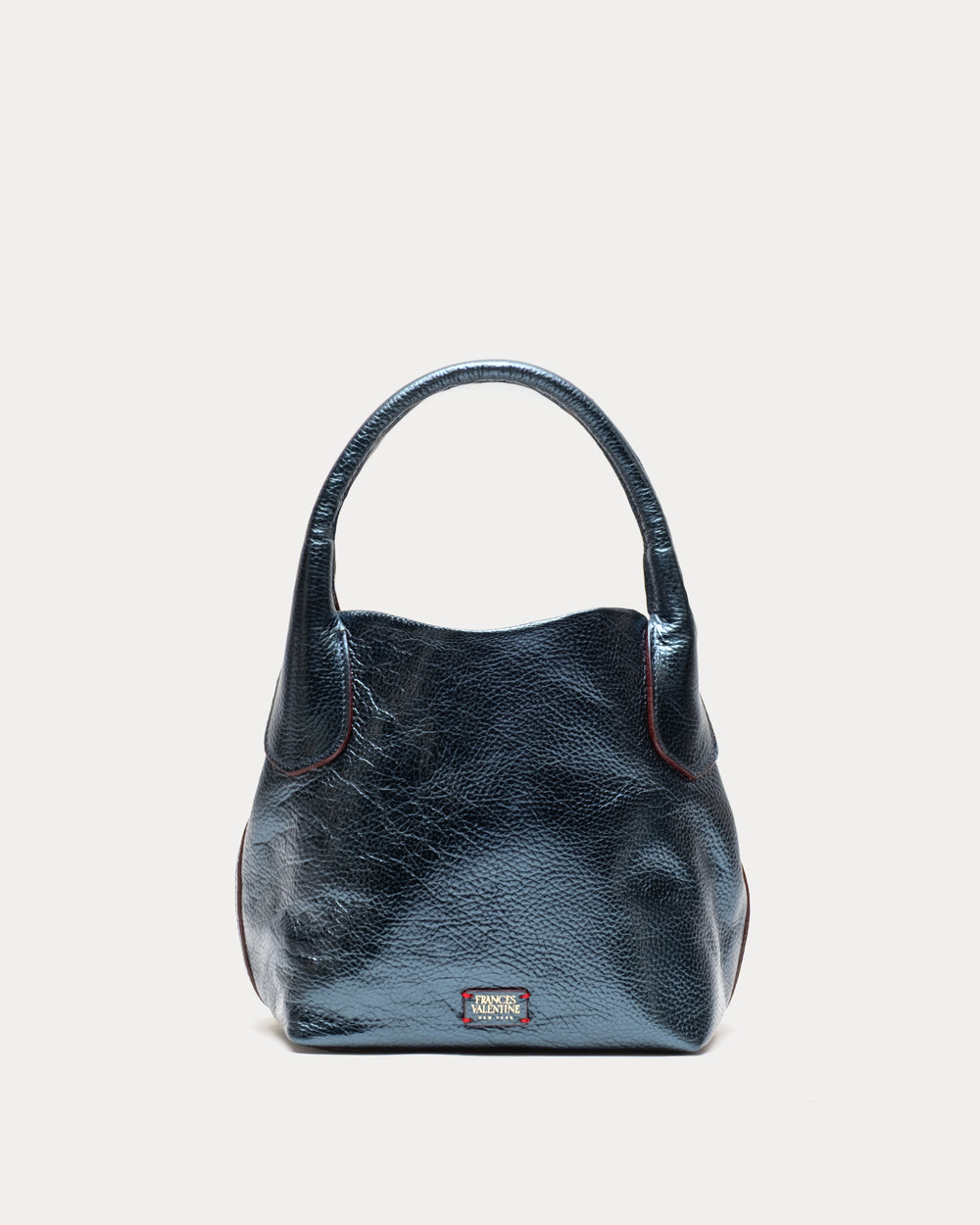 Mini Sweet Pea - Tumbled Leather Navy Shoulder Bag Frances Valentine