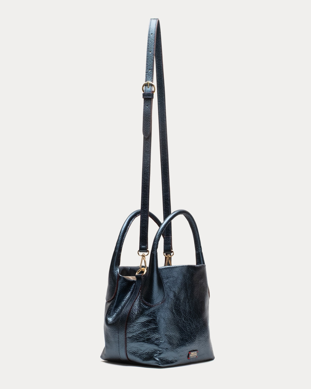 Mini Sweet Pea - Tumbled Leather Navy Shoulder Bag Frances Valentine