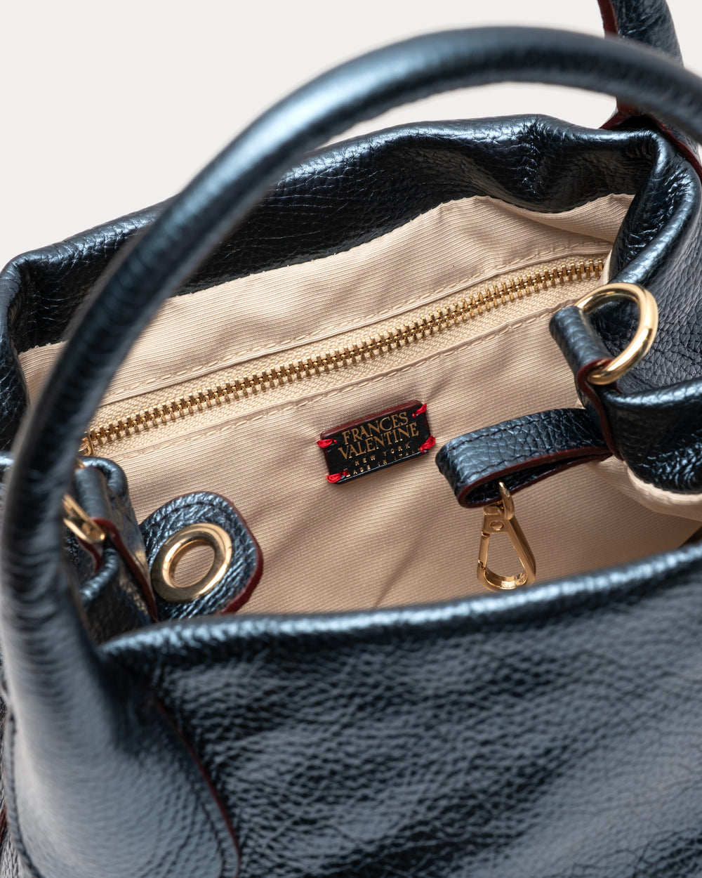 Mini Sweet Pea - Tumbled Leather Navy Shoulder Bag Frances Valentine