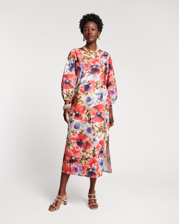 Minnow Maxi Dress Super Bloom Cotton Poplin Pink/Purple/Multi Frances Valentine