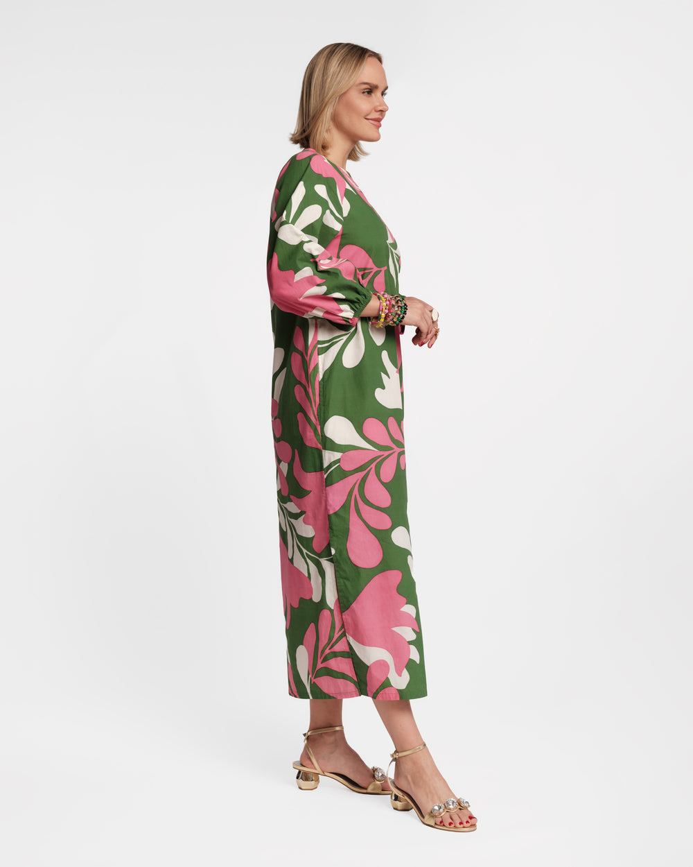 Minnow Maxi Dress Modern Palm Cotton Poplin Treetop/Multi Frances Valentine
