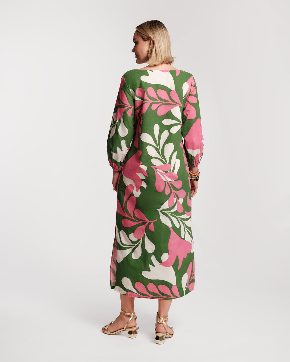 Minnow Maxi Dress Modern Palm Cotton Poplin Treetop/Multi Frances Valentine