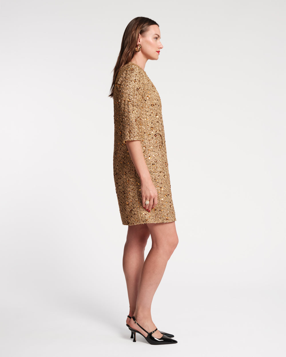 Mod Dress Sequin Wool Sequin Gold - Frances Valentine