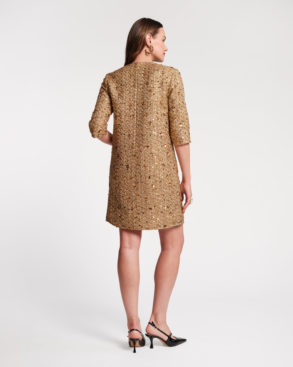 Mod Dress Sequin Wool Sequin Gold - Frances Valentine