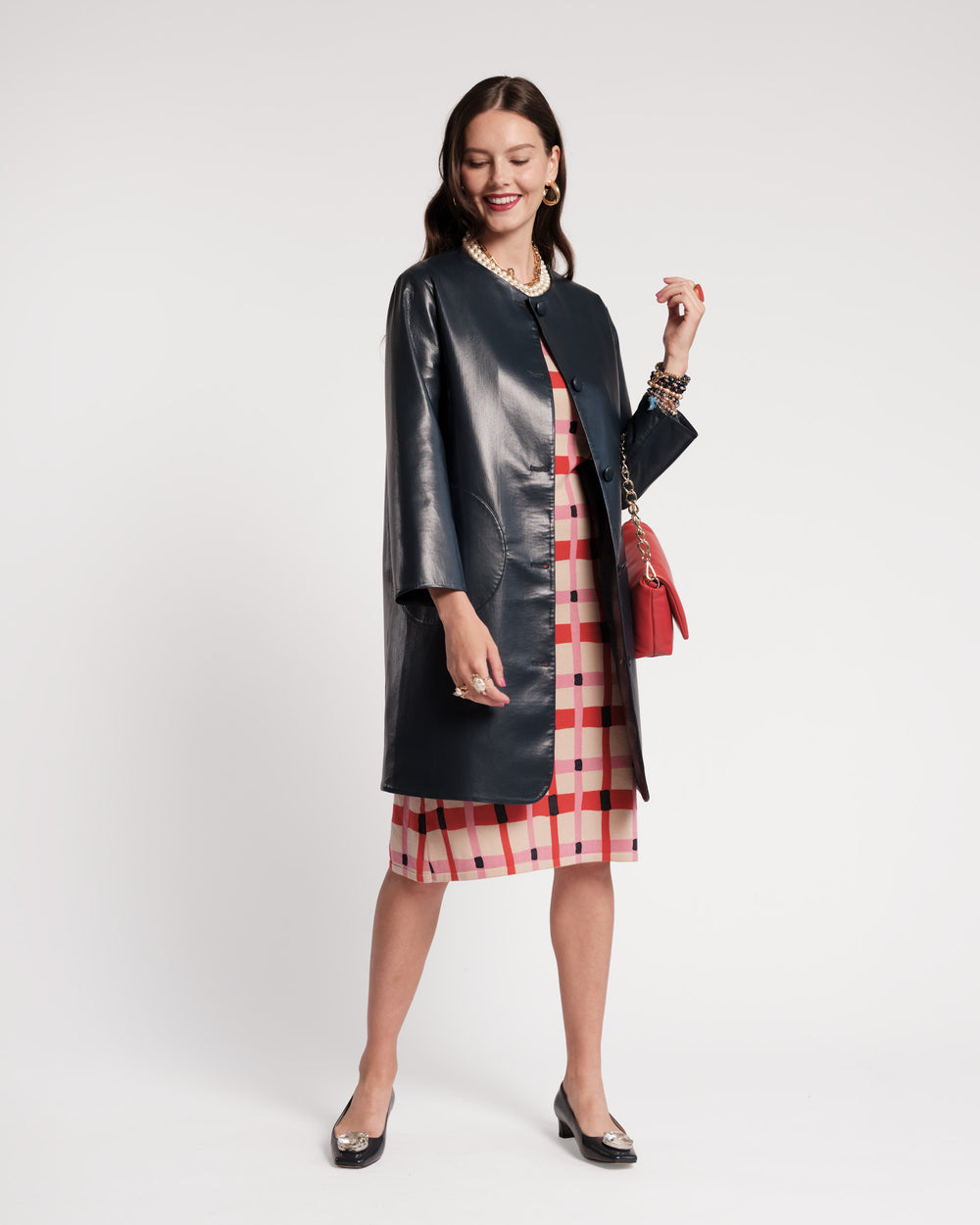 Mod Jacket - Faux Leather Navy Coats & Jackets Frances Valentine