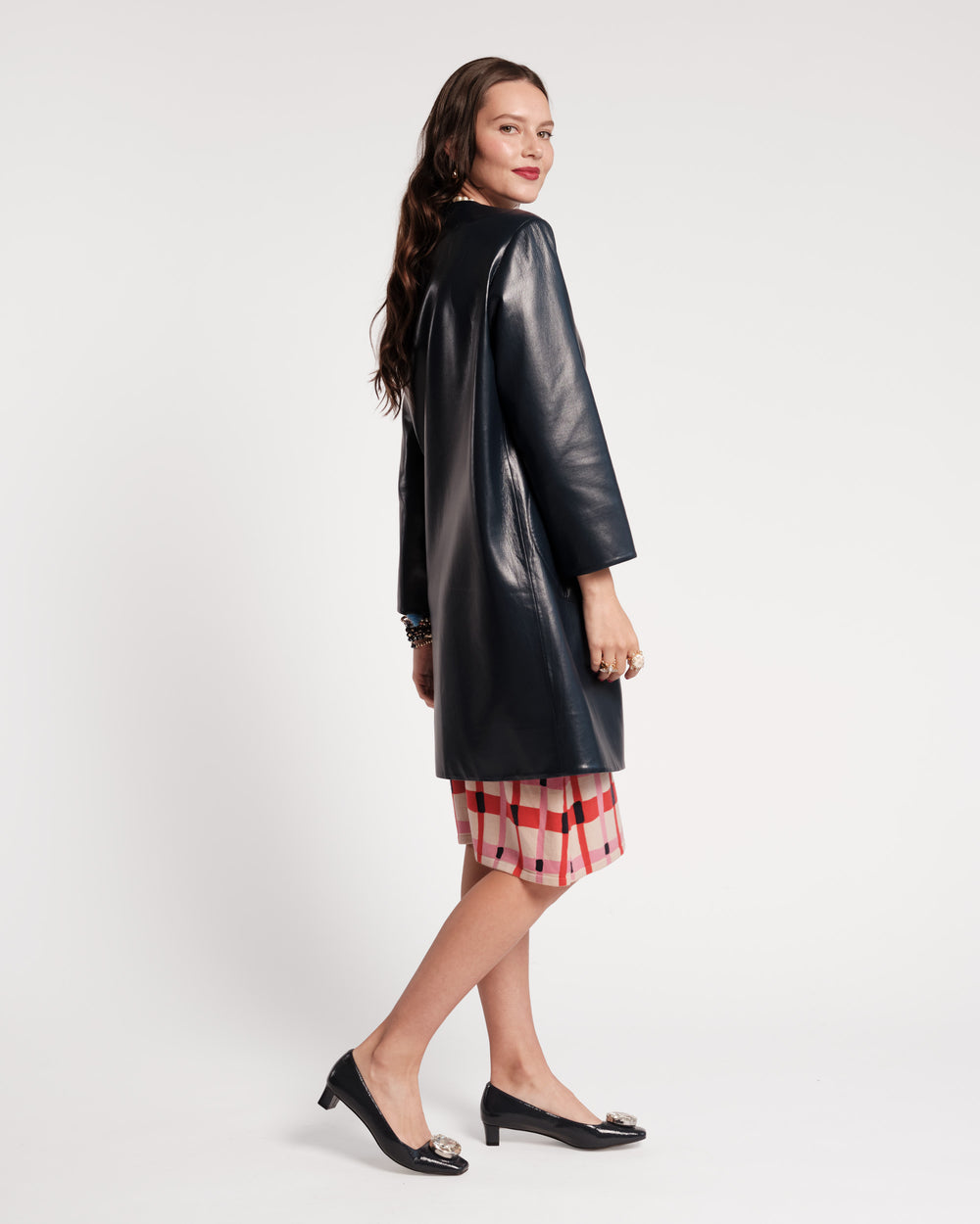 Mod Jacket - Faux Leather Navy Coats & Jackets Frances Valentine