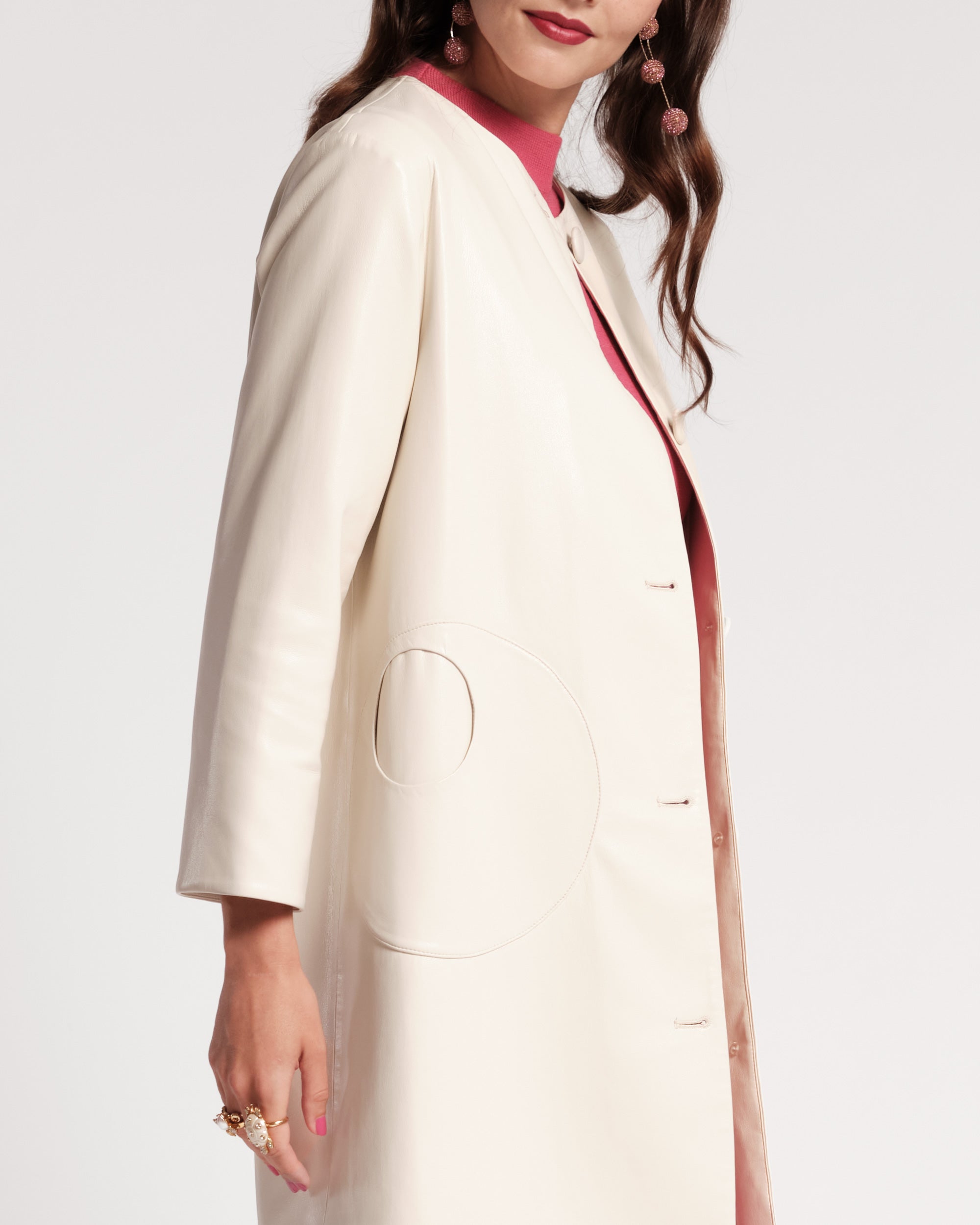 Mod Jacket - Faux Leather Oyster – Frances Valentine