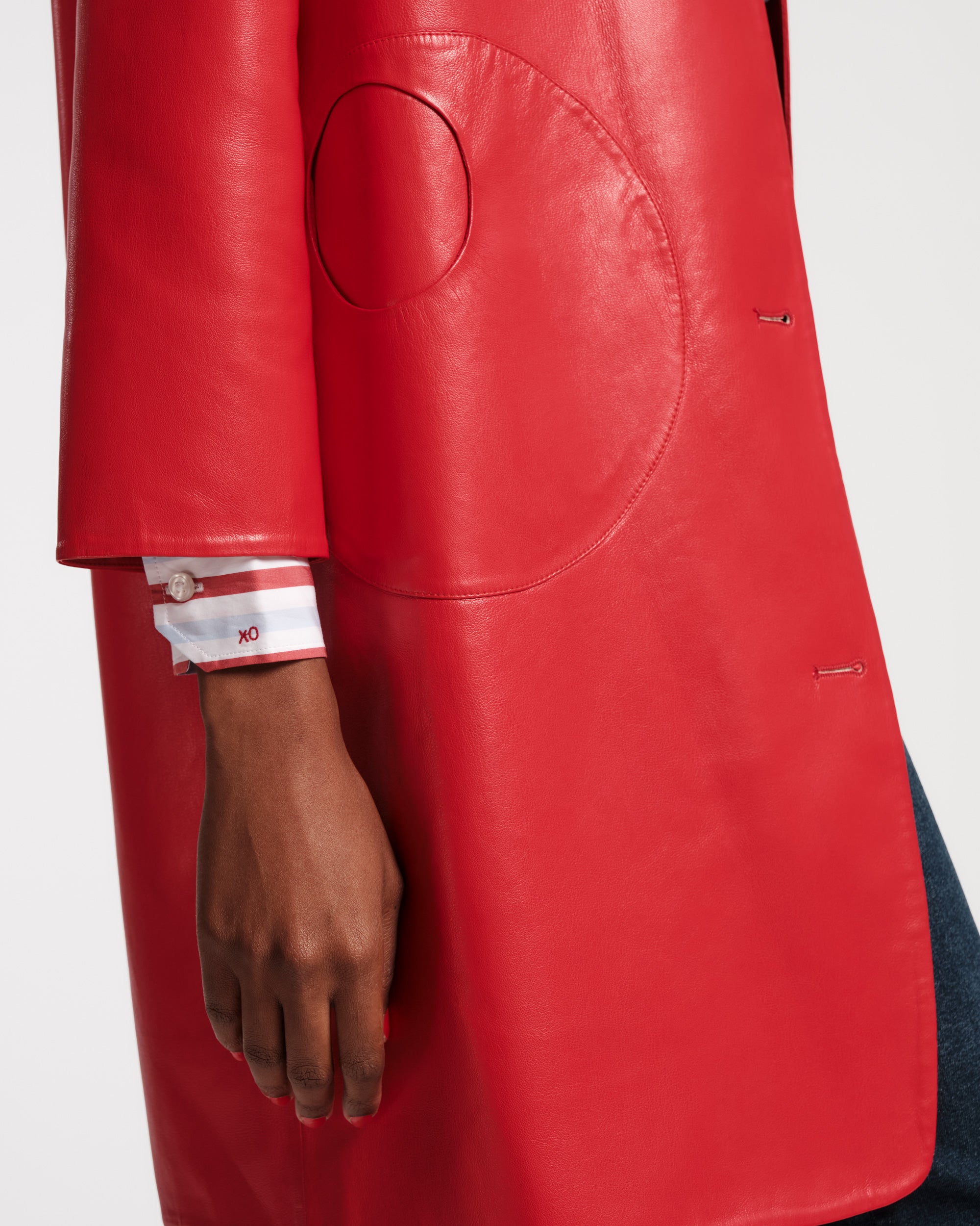 Mod Jacket - Faux Leather Geranium – Frances Valentine