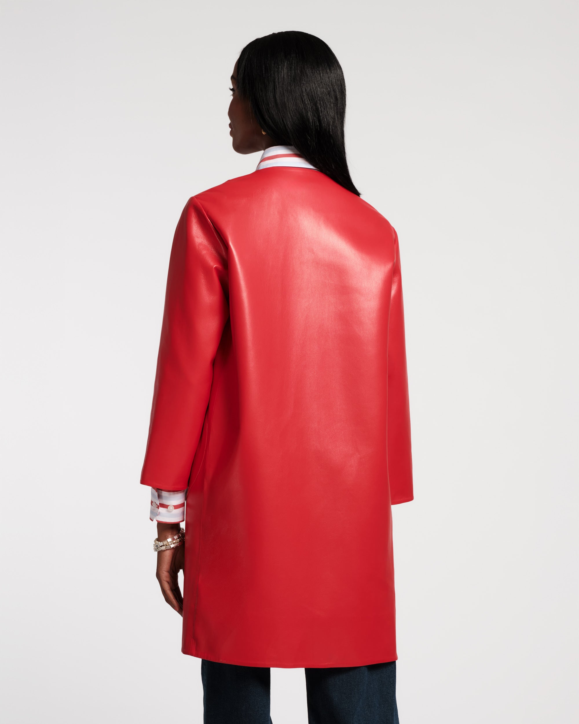 Mod Jacket - Faux Leather Geranium – Frances Valentine
