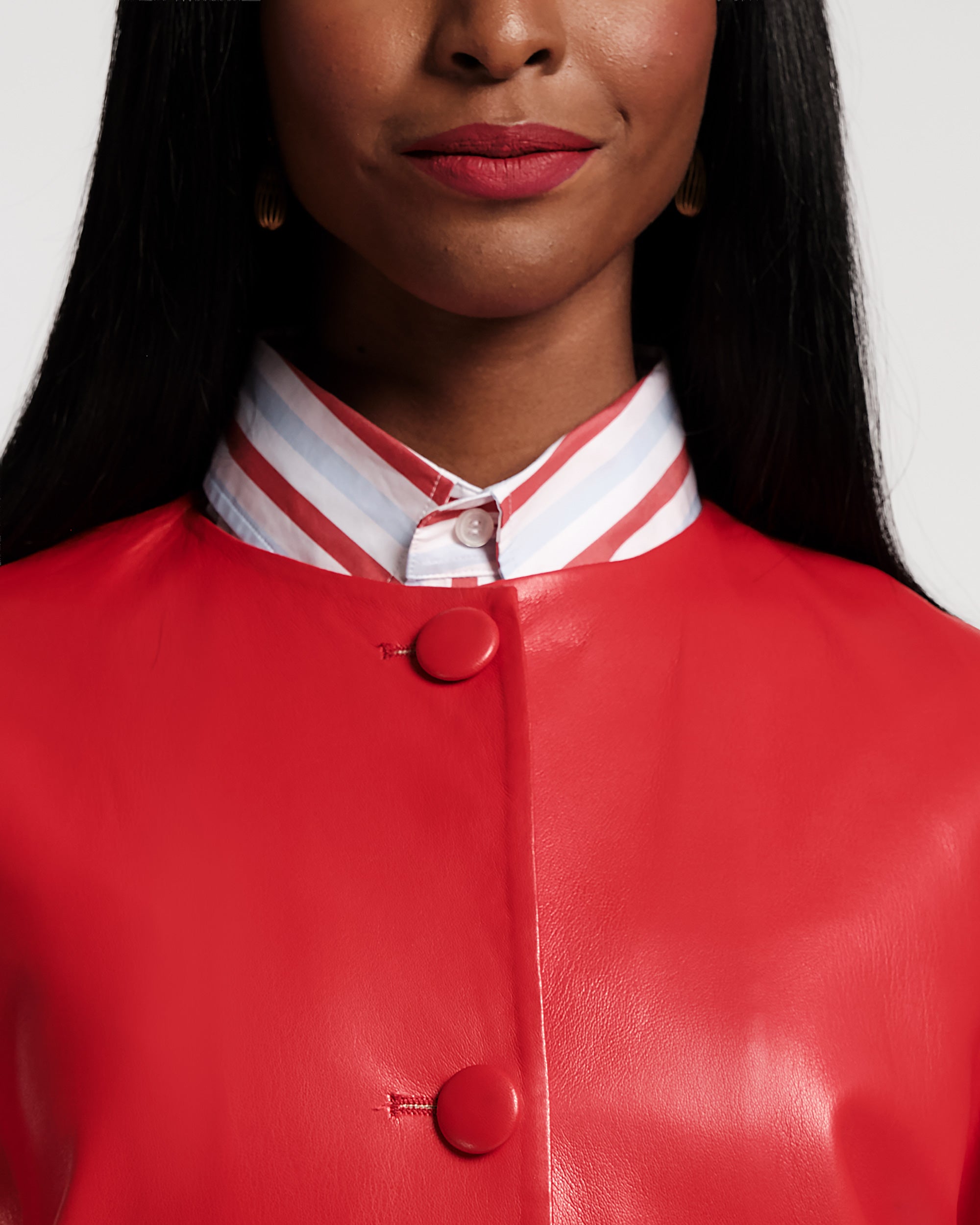 Mod Jacket - Faux Leather Geranium – Frances Valentine