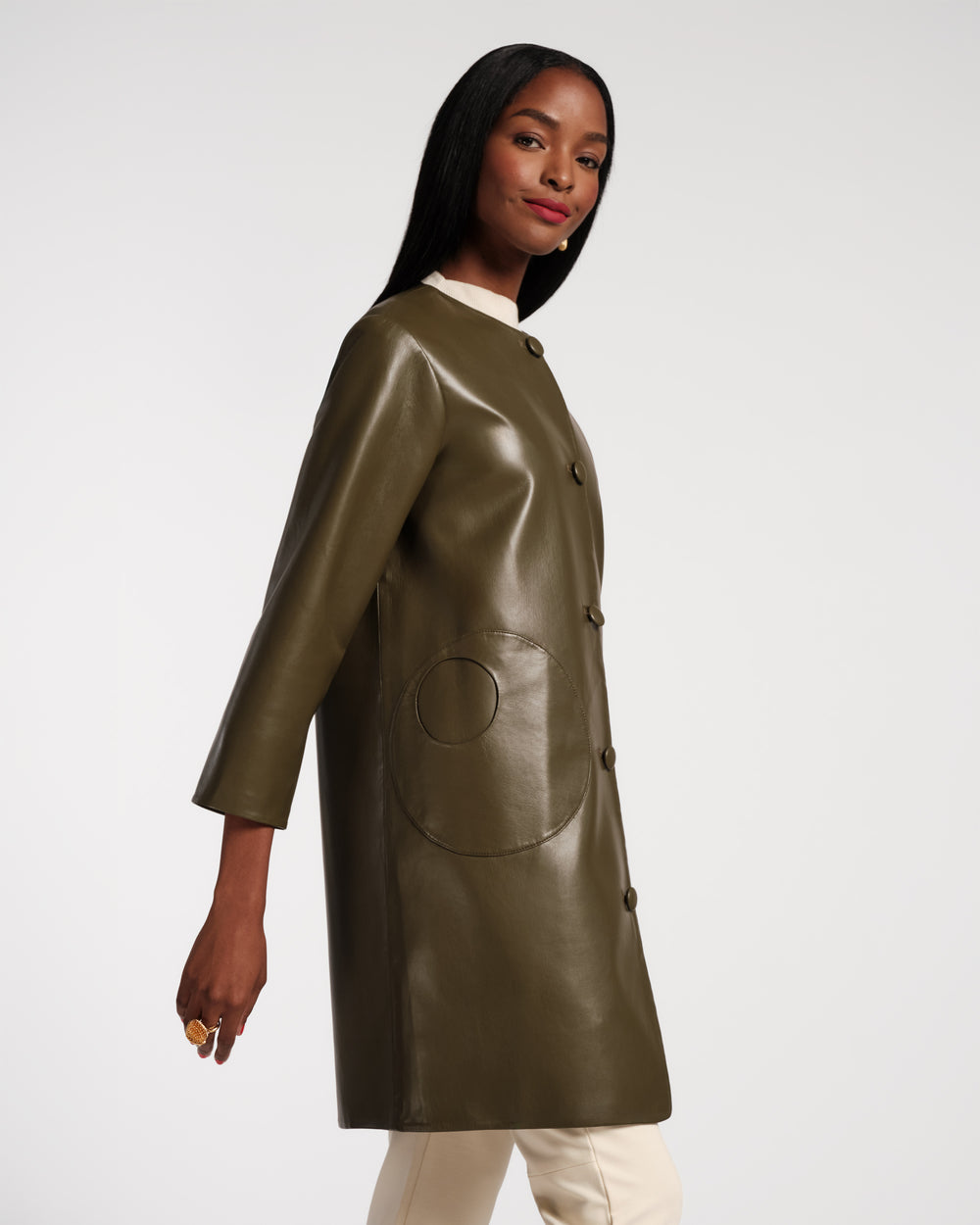 Mod Jacket - Faux Leather Olive - Frances Valentine