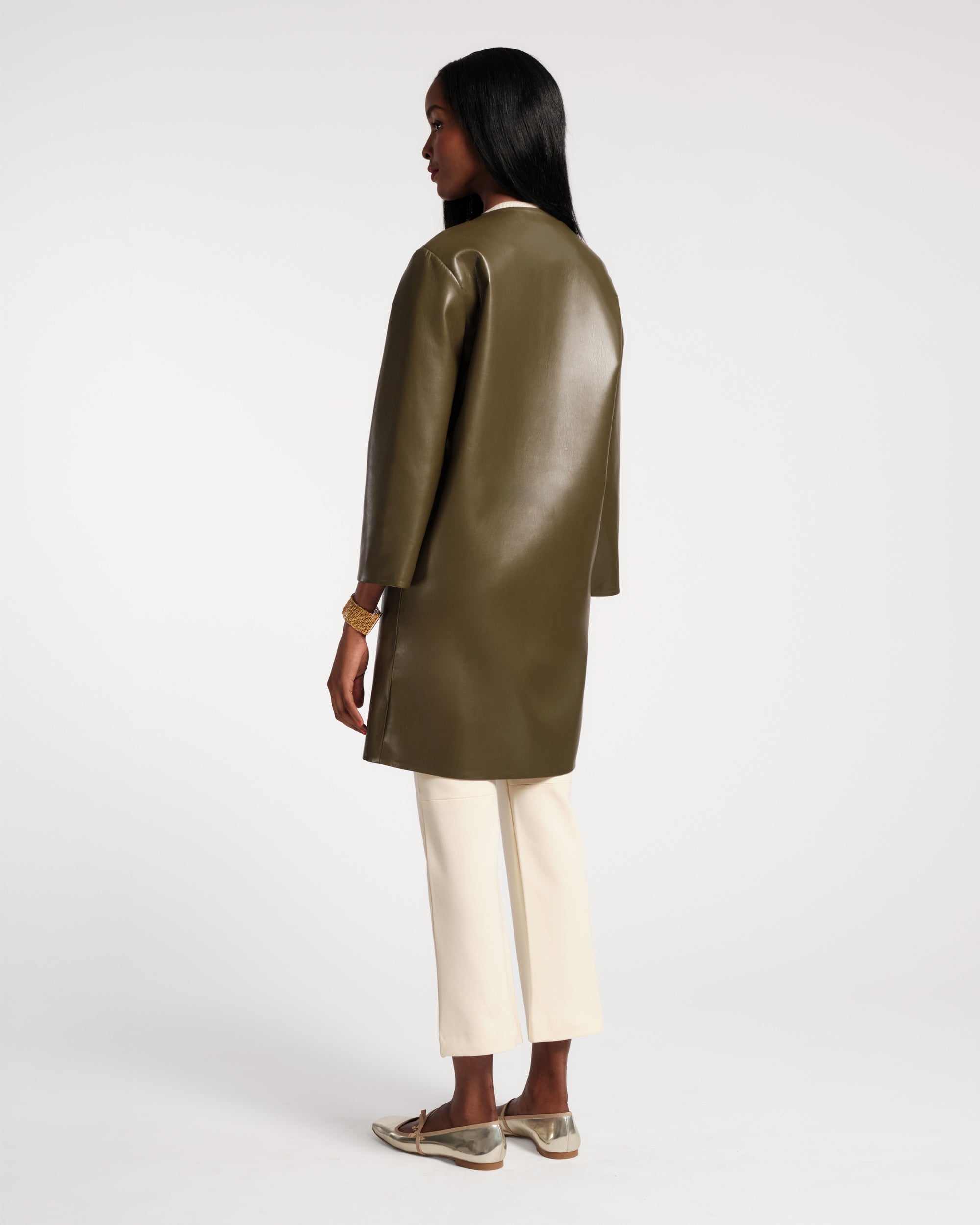 Mod Jacket - Faux Leather Olive – Frances Valentine