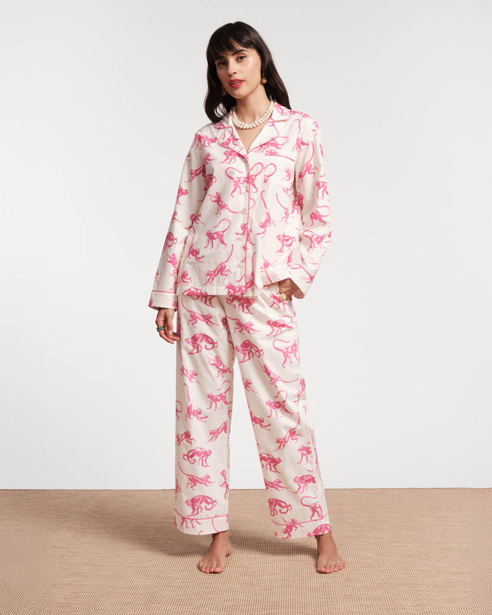 Teddy Pajama Pant - Pink Monkey Pajamas Frances Valentine