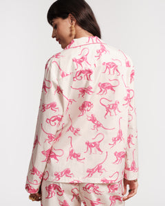 Teddy Pajama Top Pink Monkey - Frances Valentine