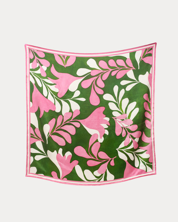 Silk Scarf 36" x 36" Modern Palm Treetop/Pink OS Frances Valentine