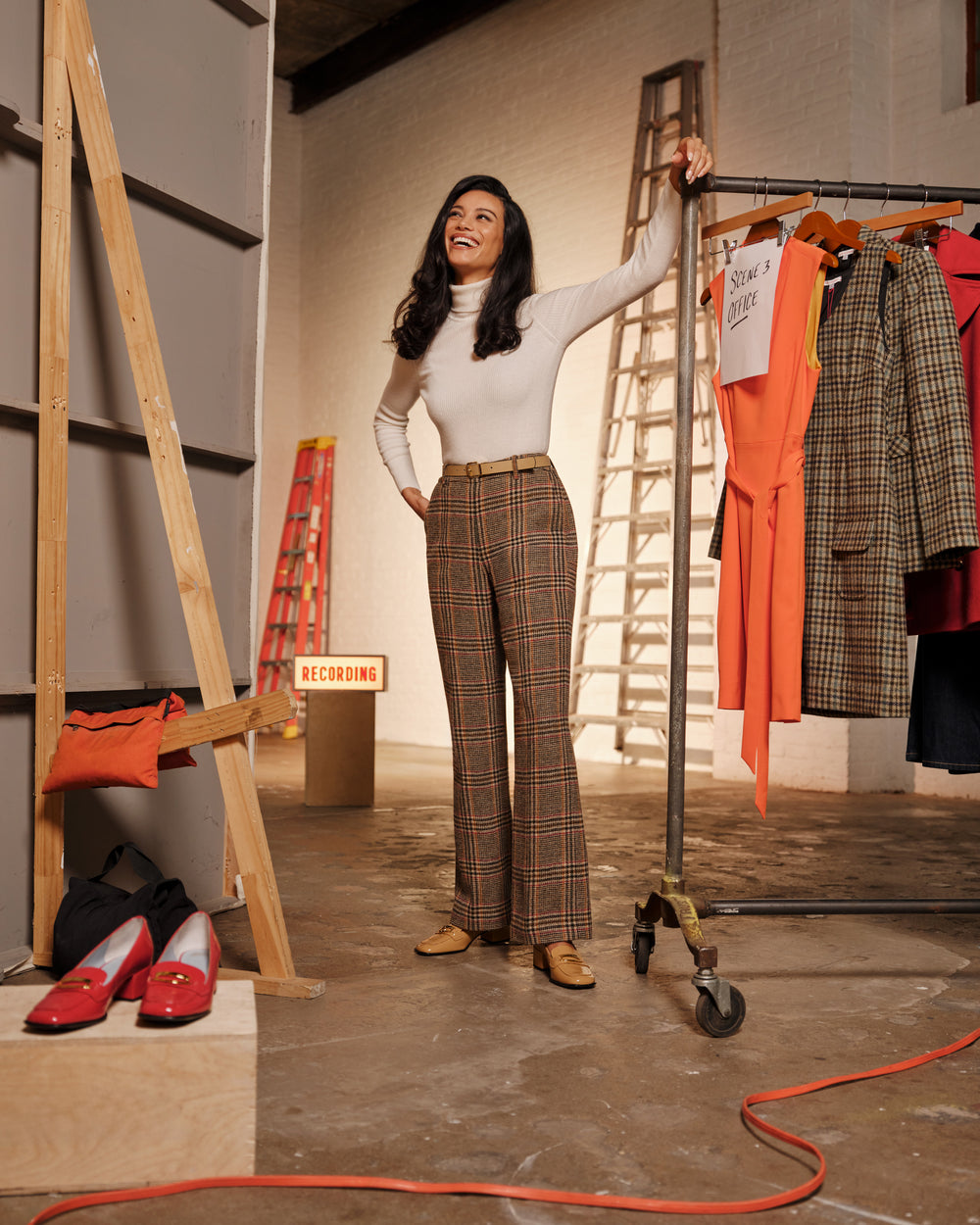 Plaid Wool Slim Trouser Frances Valentine