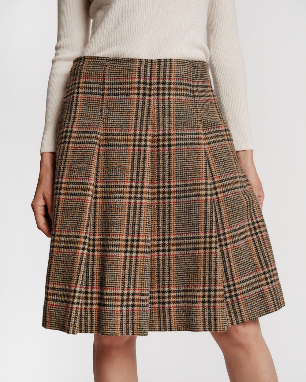 Pleated Wool Mini Skirt - Plaid Frances Valentine