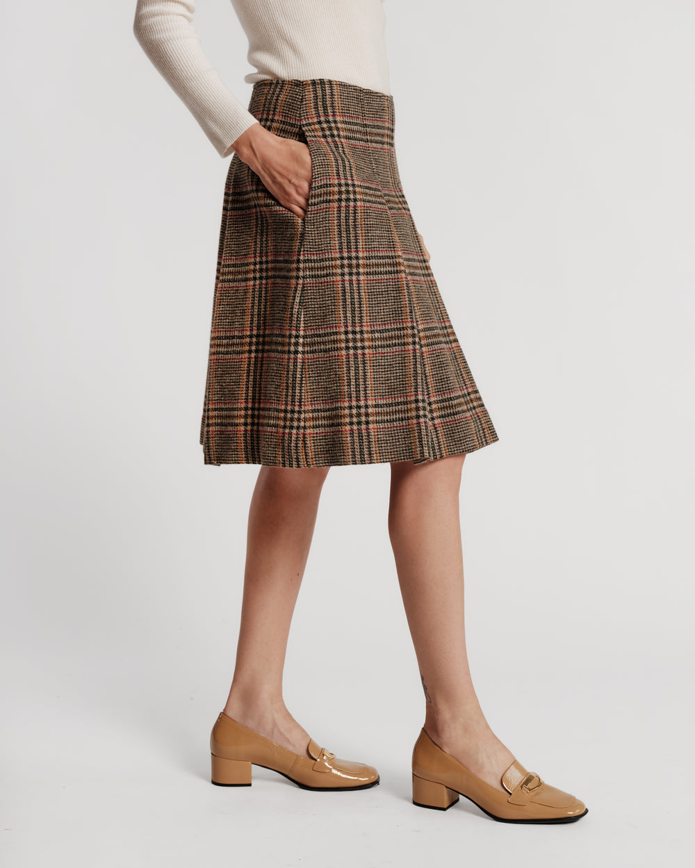 Pleated Wool Mini Skirt - Plaid Frances Valentine