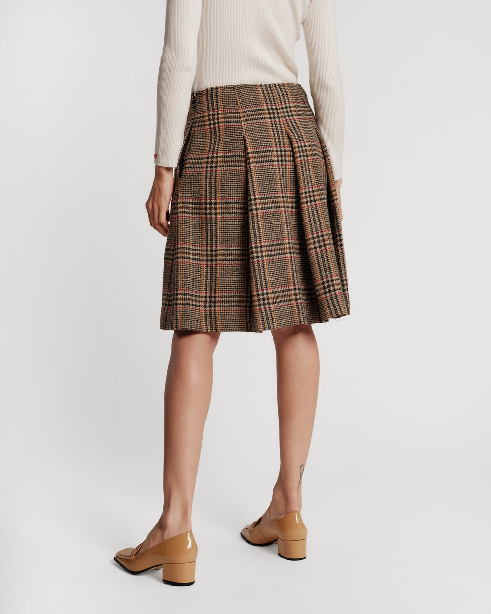 Pleated Wool Mini Skirt - Plaid Frances Valentine