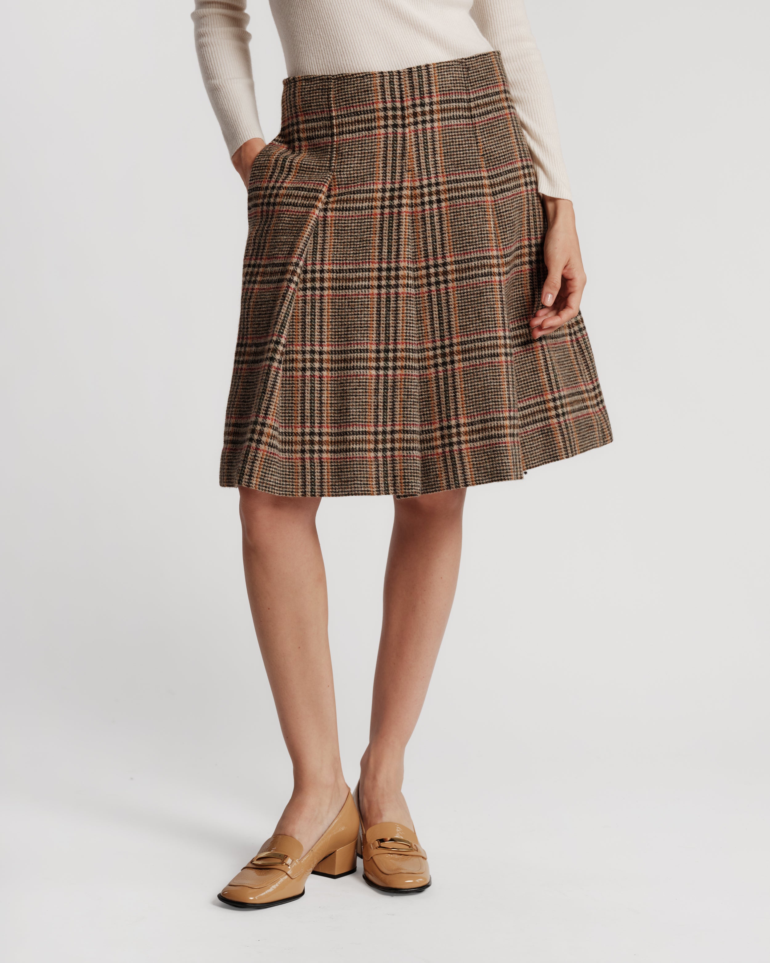 Pleated Mini Skirt - Windowpane Plaid – Frances Valentine