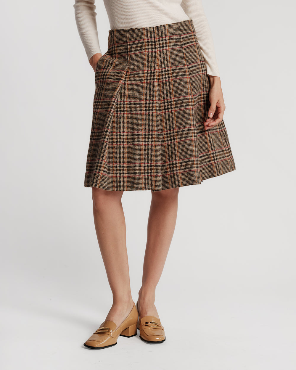 Pleated Wool Mini Skirt - Plaid Frances Valentine