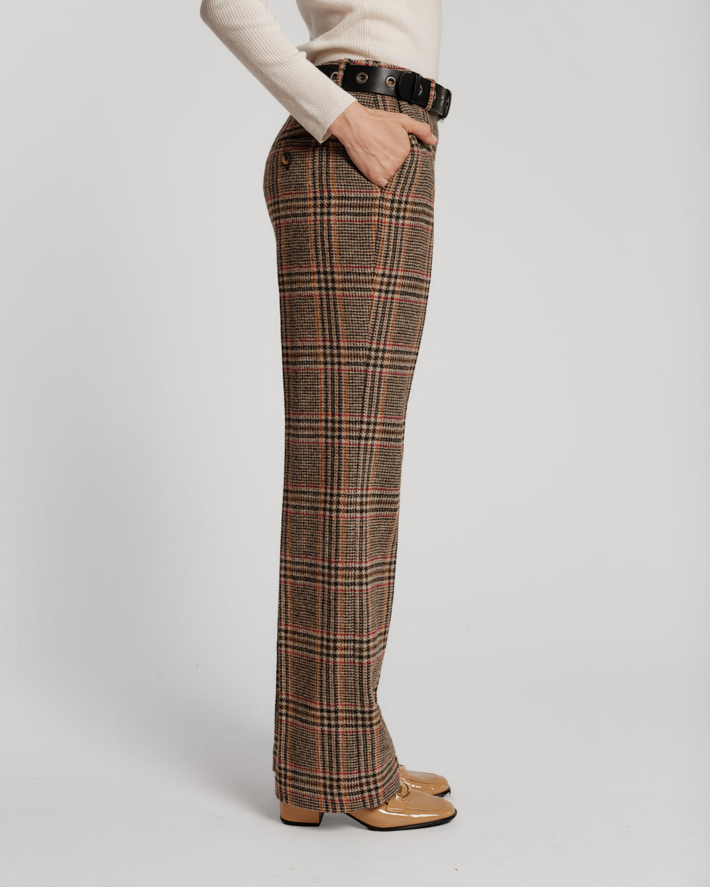 Plaid Wool Slim Trouser Frances Valentine