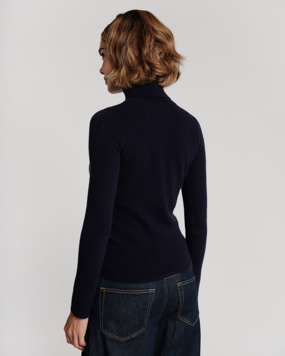 Merino Wool Blend Turtleneck - Navy Frances Valentine