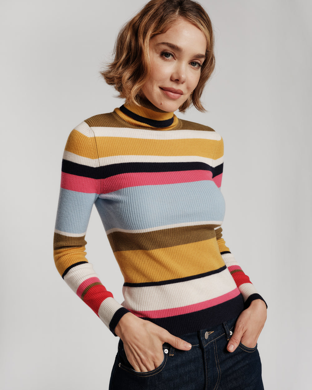 Merino Wool Blend Turtleneck - Multi Frances Valentine
