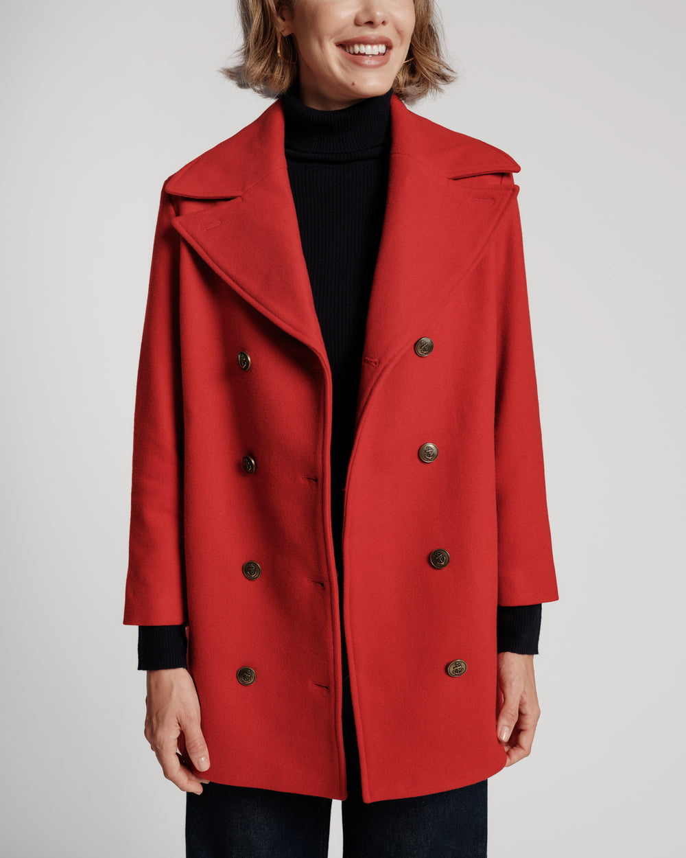 Wool Peacoat - Red