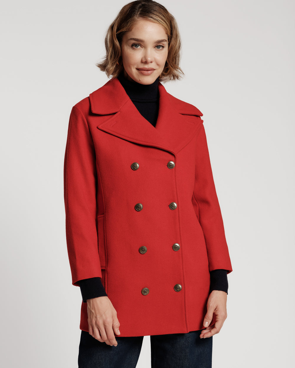 Wool Peacoat - Red