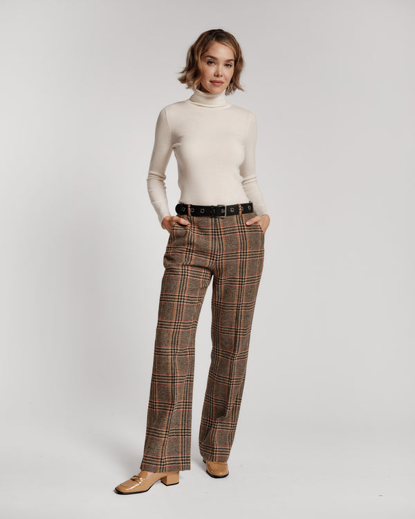 Plaid Wool Slim Trouser Frances Valentine