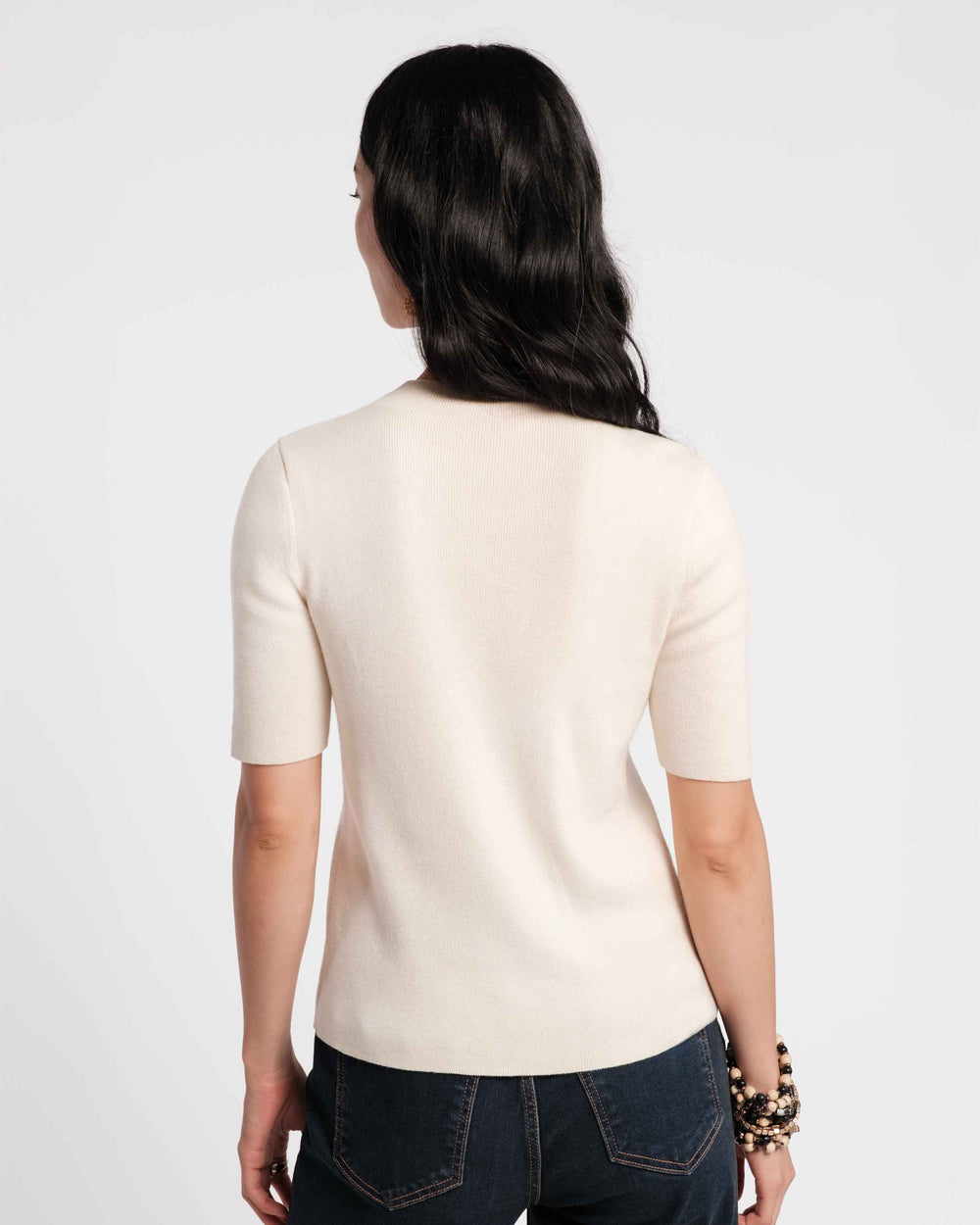 Marie Cotton Short Sleeve Sweater - Black - Frances Valentine