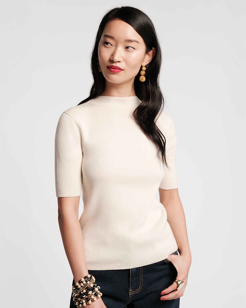 Marie Cotton Short Sleeve Sweater - Black - Frances Valentine