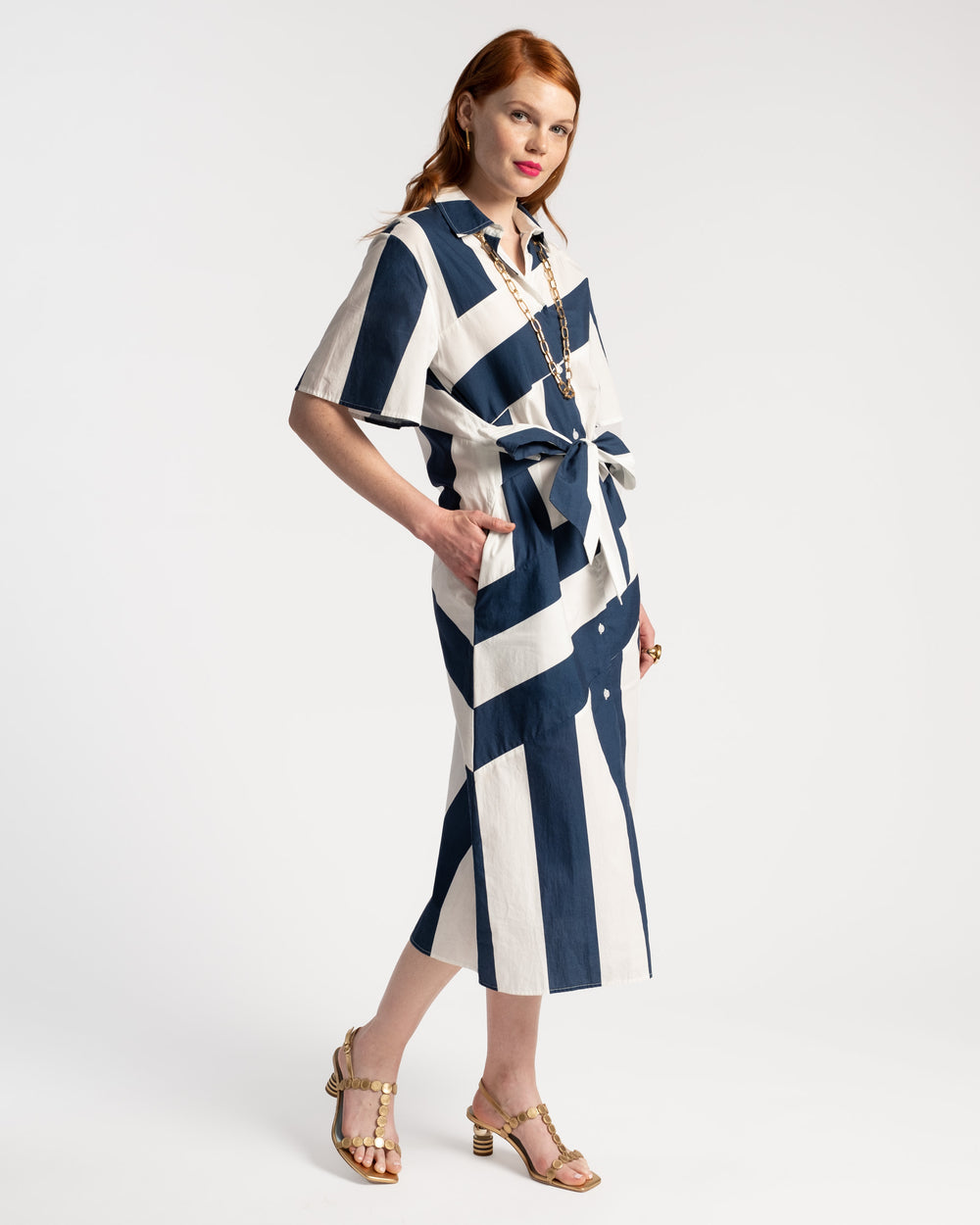 Amanda Shirtdress Stripe Navy White Dresses Frances Valentine