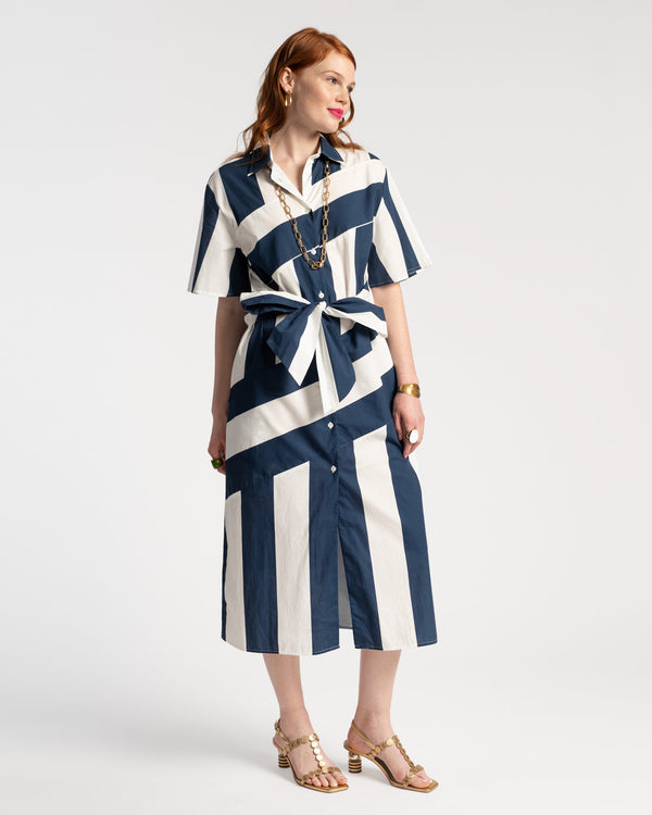 Amanda Shirtdress Stripe Navy White Dresses Frances Valentine