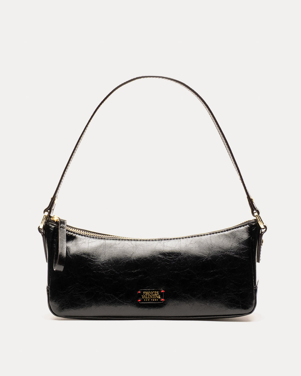 Mia Mini Shoulder Bag - Crinkled Leather Black Shoulder Bag Frances Valentine