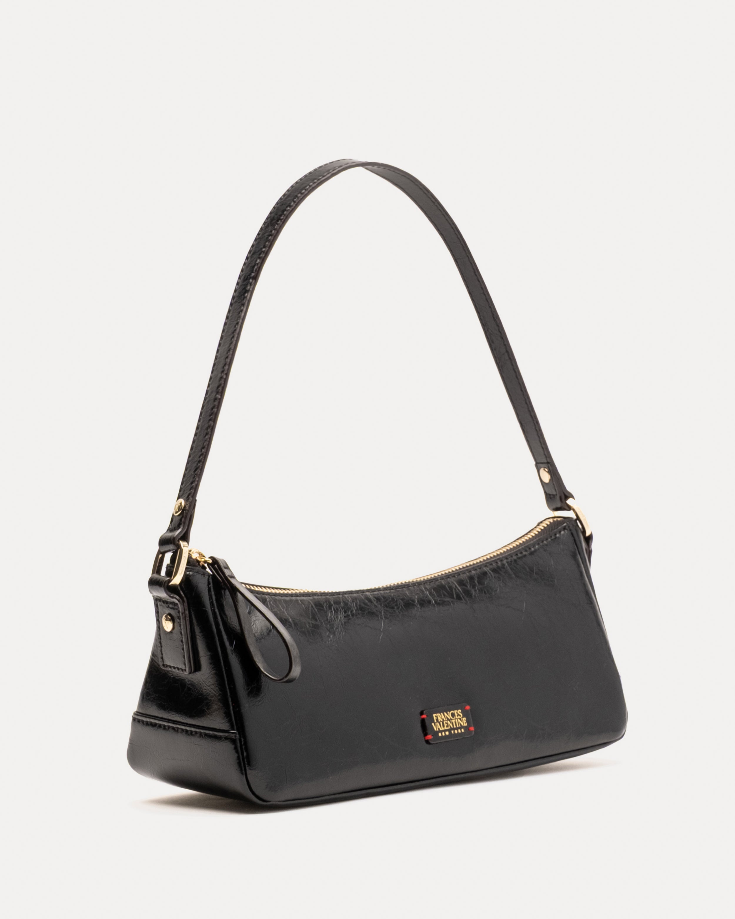 Mia Mini Shoulder Bag - Crinkled Leather Black – Frances Valentine